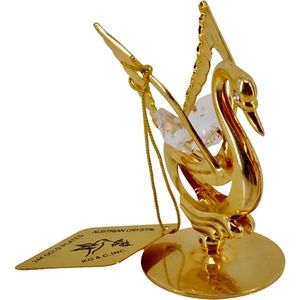 Crystal Temptations 24k Gold Plated Austrian Swan 2 Crystals with Tag 2.5" tall